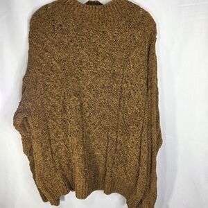 Michael Winston Collection BrownGold Long Sleeve Cable Knit Sweater Size XLarge